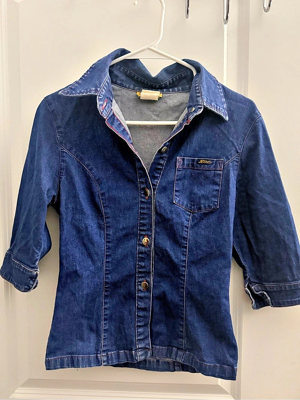 Vintage Blue Asphalt Denim Button-Up Top -XS